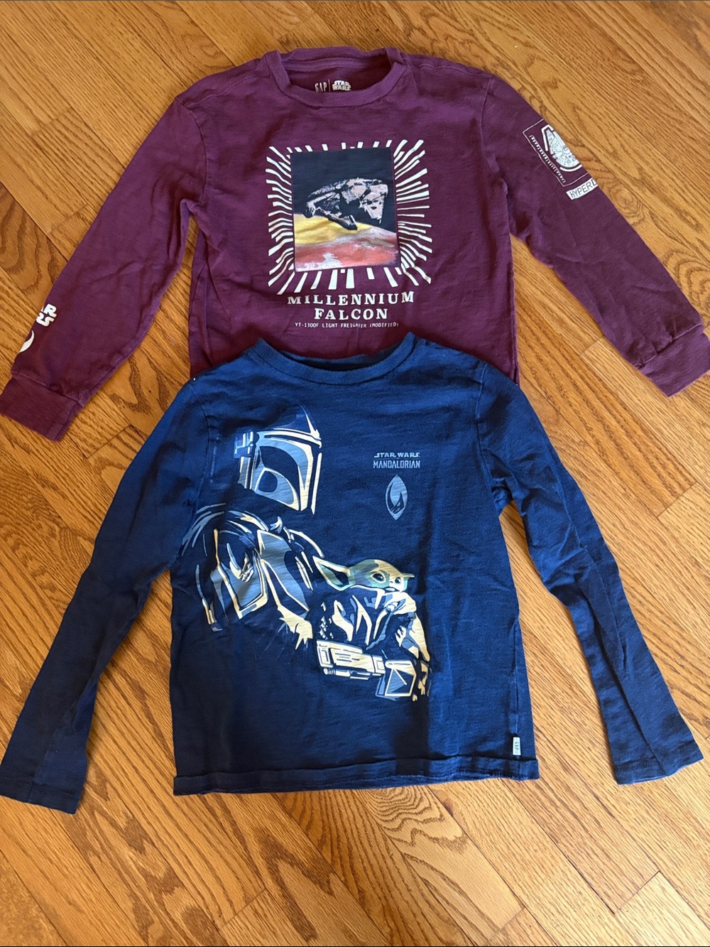 GAP Star Wars Navy Mandalorian & Burgundy Millennium Falcon Long-Sleeve Tees